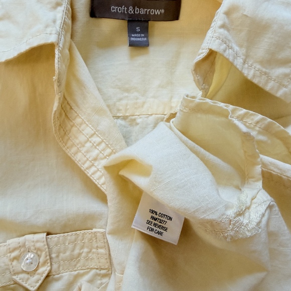 Croft & barrow 100% cotton butter yellow button up collared blouse gardencore - Picture 4 of 6